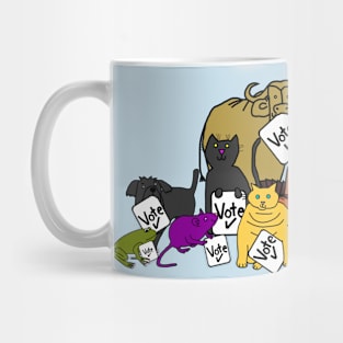 Group of Cute Animals with Vote Signs Mug